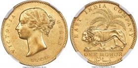 British India. Victoria gold Mohur 1841.-(c) AU58 NGC, Calcutta mint, KM462.1, S&W-3.7. Type A obverse, Type I reverse. W.W. incuse on truncation, pla...