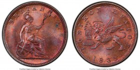 British Administration Lepton 1835. MS65 Red and Brown PCGS, KM34, Prid-24. The second finest example of this type that we have offered, with only two...