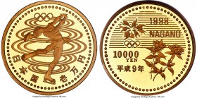Akihito gold Proof 10000 Yen Year 9 (1997) PR68 Deep Cameo PCGS, KM-Y121. Olympics issue - Figure Skater type. AGW 0.5016 oz. 

HID09801242017

© ...