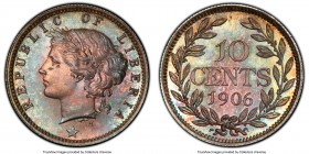 Republic Proof 10 Cents 1906-H PR67 PCGS, Heaton mint, KM7. A seldom-seen Proof emission with rarely encountered amounts of eye appeal. Veiled in an a...