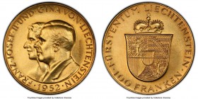 Franz Joseph II gold 100 Franken 1952 MS63 PCGS, KM-17, Fr-19. Mintage: 4,000. A choice representative demonstrating razor-sharp details.

HID098012...