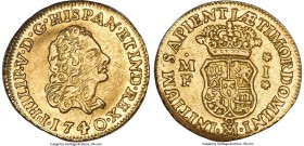 Philip V gold Escudo 1740/30 Mo-MF AU58 NGC, Mexico City mint, KM113, Cal-1758 (prev. cf. Cal-525, overdate unlisted). Among the finest certified repr...