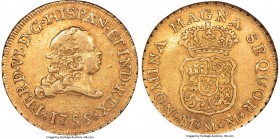 Ferdinand VI gold 2 Escudos 1755 Mo-MM AU53 NGC, Mexico City mint, KM126.2, Cal-657 (prev. Cal-165). A considerably fleeting date in all levels of pre...