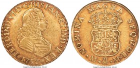 Ferdinand VI gold 4 Escudos 1757 Mo-MM XF45 NGC, Mexico City mint, KM139, Cal-714 (prev. Cal-114). The first of only three dates to see the use of thi...