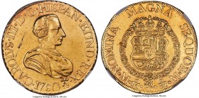 Charles III gold 8 Escudos 1760 Mo-MM AU Details (Obverse Scratched) NGC, Mexico City mint, KM153, Onza-740, Cal-1977 (prev. Cal-69). A scarce first b...