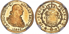 Charles IV gold Escudo 1801 Mo-FT AU55 NGC, Mexico City mint, KM120, Cal-1133 (prev. Cal-513). A surprisingly scarce series date, and one which, when ...