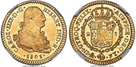 Charles IV gold 2 Escudos 1801 Mo-FT AU58 NGC, Mexico City mint, KM132, Cal-1335 (prev. Cal-367). An even nicer specimen than its assigned grade sugge...
