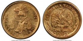 Republic gold 5 Pesos 1902 Mo-M MS63 PCGS, Mexico City mint, KM412.6, Fr-139. From a tiny mintage of just 1,478 pieces and displaying fully lustrous d...