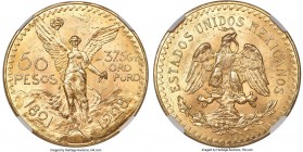 Estados Unidos gold 50 Pesos 1928 MS63 NGC, Mexico City mint, KM481. A beautifully rendered offering struck on a large harvest-gold planchet. AGW 1.20...
