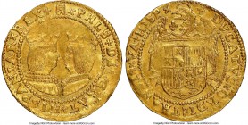 Overijssel. Provincial gold 2 Ducat ND (1582-1593) MS62 NGC, Fr-261. 6.89gm. 34mm. Hook mm. Struck in the name and type of Philp II of Spain and featu...