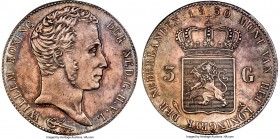 Willem I 3 Gulden 1830/20 MS61 PCGS, Urecht mint, KM49. Exceptionally scarce as an overdate variety, with 8 having been certified between PCGS and NGC...