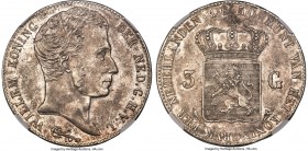 Willem I 3 Gulden 1830/24 MS61 NGC, Utrecht mint, KM49. Without dash between crown and shield variety. A clear overdate is present on this skillfully ...