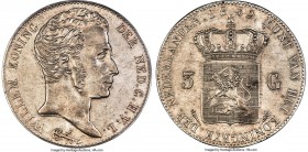 Willem I 3 Gulden 1832/24 AU53 PCGS, Utrecht mint, KM49. A seldom-seen overdate variety of this Crown-sized offering, imbued with only trivial instanc...
