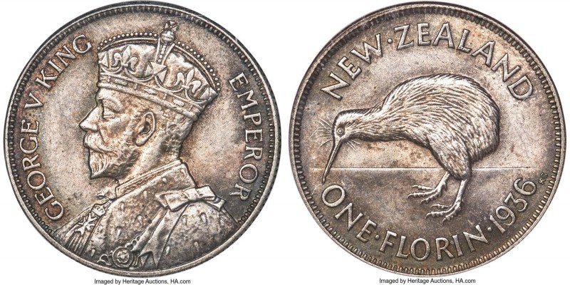 George V Florin 1936 MS63 NGC, KM4. A handsome representative featuring icy-gray...
