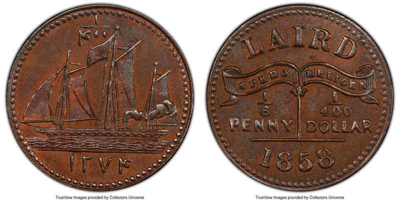 MacGregor Laird Trading Post copper 1/8 Penny Token AH 1274 (1858) MS65 Brown PC...