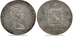 Carl XIV Johan 1/2 Speciedaler 1821-IGP AU58 NGC, Kongsberg mint, KM289, ABH-17. A steely representative on the cusp of Mint State preservation. The r...