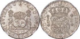 Ferdinand VI 8 Reales 1758 LM-JM UNC Details (Cleaned) NGC, Lima mint, KM55.1, Cal-466 (prev. Cal-318). Nearly as-struck appearances decorate this arg...
