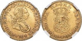 Ferdinand VI gold 2 Escudos 1760 LM-JM VF35 NGC, Lima mint, KM57, Cal-647 (prev. Cal-155). Posthumous issue in the name and type of Ferdinand VI struc...