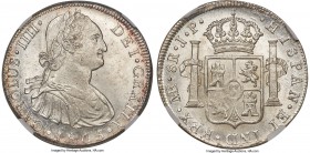 Charles IV 8 Reales 1805 LM-JP MS64 NGC, Lima mint, KM97, Cal-925 (prev. Cal-662). Imbued with an appearance as if this near-gem representative was ju...