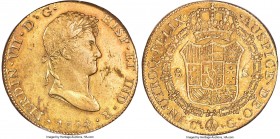 Ferdinand VII gold 8 Escudos 1824 Co-G AU55 NGC, Cuzco mint, KM129.2, Cal-1745 (prev. Cal-4). A single-year type from the Cuzco mint and one that is s...