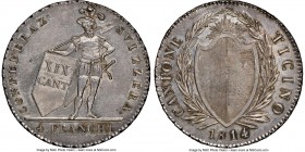 Ticino. Canton 4 Franchi 1814 MS62 NGC, Lucerne mint, KM6, Dav-367. Without star variety. A near-choice offering yielding an impression of quality not...