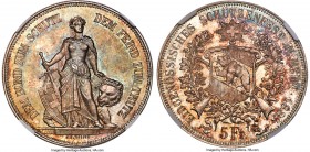 Confederation "Bern Shooting Festival" 5 Francs 1885 MS66 NGC, KM-XS17, Richter-193. Needle-sharp and struck in high relief, the central devices frost...