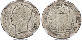 Republic 1/2 Bolivar (50 Centimos) 1889-(c) AG3 NGC, Caracas mint, KM-Y21, Stohr-46, OAV-1/2B-A.5. Mintage: 80,000. The undisputed key-date of the 50 ...