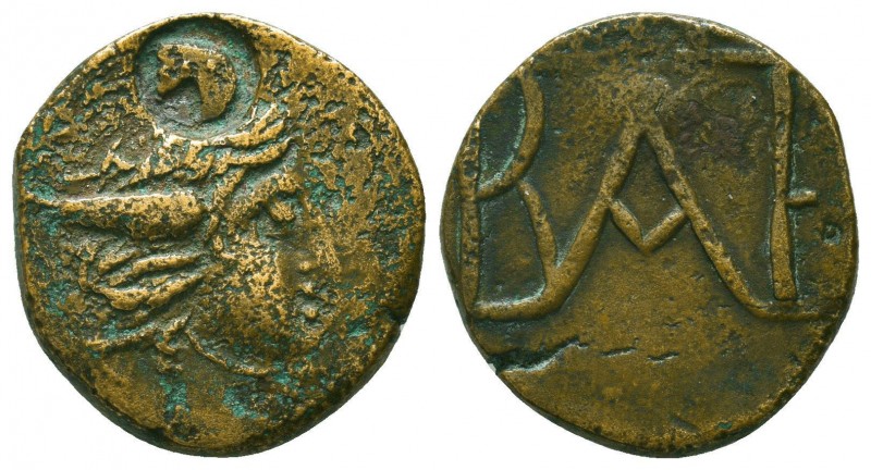 KINGS OF BOSPOROS. Polemo I (Circa 37-8 BC). Ae. Pantikapaion.
Obv: Winged head ...