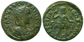 IONIA. Ephesos. Salonina (Augusta, 254-268). Ae.
Obv: CAΛ XPYCOΓONH CE.
Draped bust right, wearing stephane, set on crescent.
Rev: APTEMIS EΦECIA.
Art...