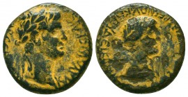 PHRYGIA. Aizanoi. Germanicus (Died 14 AD) and Agrippina Senior. Ae.
Obv: GERMANIKOS.
Laureate bust of Germanicus right.
Rev: AGRIPPINA AIZANITWN EPI M...
