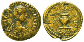 CILICIA. Anazarbus. Elagabalus (218-222). Ae Assarion. Obv: ΑVΤ Κ Μ ΑVP ΑΝΤΩΝЄΙΝΟϹ ϹЄΒ. Laureate, draped and cuirassed bust right. Rev: ANAZ / Γ - B /...