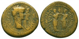 LYDIA. Magnesia ad Sipylum. Nero with Agrippina II (54-68). Ae. Obv: ΝΕΡΩΝΑ ΚΑΙΣΑΡΑ. Jugate laureate head of Nero and draped bust of Agrippina right. ...