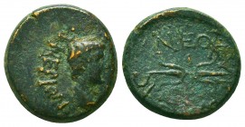 LYDIA. Philadelphia (as Neocaesarea). Tiberius Gemellus (Caesar, 35-37). Ae.
Obv: TIBEPION 
Bare head right.
Rev: NEOKECAPEIC.
Thunderbolt.
RPC I 3017...