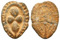 Byzantine Lead Seals, 7th - 13th Centuries
Condition: Very Fine



Weight: 2.9 gr
Diameter: 20 mm