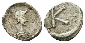 Anonymous, time of Justinian I, circa 530. Half Siliqua 
Condition: Very Fine



Weight: 0.9 gr
Diameter: 13 mm