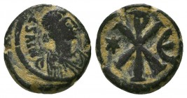 Justinian I. A.D. 527-565. AE 
Condition: Very Fine



Weight: 2.3 gr
Diameter: 13 mm
