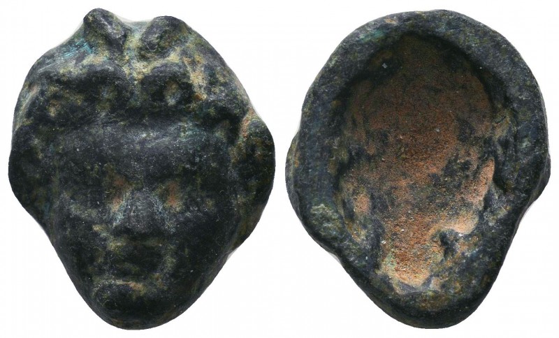 Ancient Roman Bronze Head,
Condition: Very Fine
Weight: 10.4 gr
Diameter: 17 ...