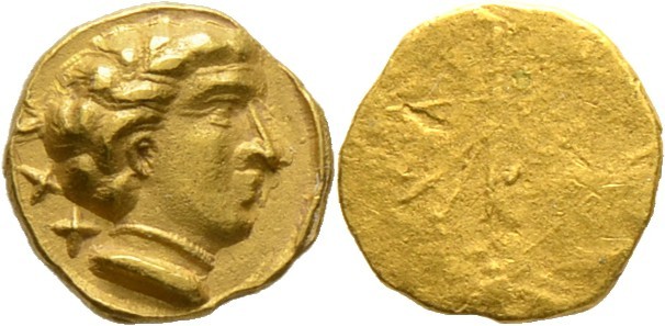 Griechische Münzen
Etruria. Populonia. 
AV-25 Asse 300-250 v. Chr. Jugendliche...