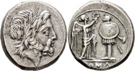 Römische Münzen
Römische Republik. Anonym nach 211 v. Chr. 
Victoriat nach 211 v. Chr. -unbestimmte Münzstätte in Süditalien oder Sizilien-. Jupiter...