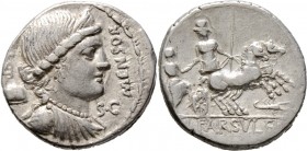 Römische Münzen
Römische Republik. L. Farsuleius Mensor 75 v. Chr. 
Denar -Rom-. Drapierte Libertasbüste mit Diadem nach rechts, dahinter Pileus und...