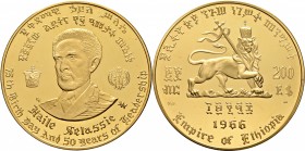 Ausländische Münzen und Medaillen
Äthiopien. Haile Selassie I. 1930-1937 und 1941-1974. 
200 Dollars 1966. 75. Geburtstag sowie 50-jähriges Regierun...