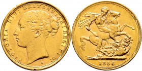 Ausländische Münzen und Medaillen
Australien. Victoria 1837-1901. 
Pound = Sovereign 1886 -Sydney-. Fr. 15, Schl. 337. 8,00 g
kleine Randfehler, gu...