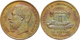 Ausländische Münzen und Medaillen
Belgien, Königreich. Leopold II. 1865-1909. 
Bronzemedaille vom 5 Francs-Stempel 1892 von L. Wiener, auf den Besuc...