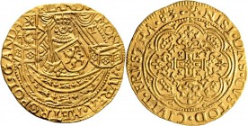 Ausländische Münzen und Medaillen
Belgien-Flandern. Prägung der aufständischen Stadt GENT 1581-1584. 
1/2 Noble 1583. Geprägt während des Aufstandes...