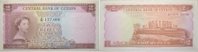 Ausländische Münzen und Medaillen
Ceylon (Sri Lanka). British. 
Banknote zu 2 Rupees 1952-54 der Central Bank of Ceylon. Pavillon. Pick 50. Graded v...