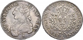 Ausländische Münzen und Medaillen
Frankreich-Königreich. Louis XVI. 1774-1793. 
Ecu aux lauriers 1790 -Paris-. Gad. 356, Ciani 2187, Dupl. 1708, Dav...