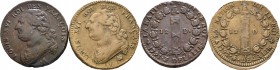 Ausländische Münzen und Medaillen
Frankreich-Königreich. Constitution 1791-1792. 
Lot (2 Stücke): 12 Deniers 1792 -Paris- und 1793 -Straßburg-. Gad....