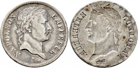Ausländische Münzen und Medaillen
Frankreich-Königreich. Napoleon I. 1804-1815. 
Franc o.J. (1807-1814). Fehlprägung mit incuser Rückseite (Reverse ...