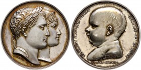 Ausländische Münzen und Medaillen
Frankreich-Königreich. Napoleon I. 1804-1815. 
Silbermedaille 1811 von B. Andrieu, auf die Geburt des Königs von R...