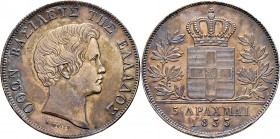 Ausländische Münzen und Medaillen
Griechenland. Otto von Bayern 1832-1862. 
5 Drachmen 1833 -München-. Divo 10a, KM 20, Dav. 115.
selten in dieser ...